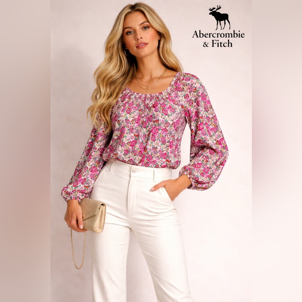 🛍️SALE🛍️ Abercrombie & Fitch Women’s Multicolor Floral 3/4 Sleeved Blouse